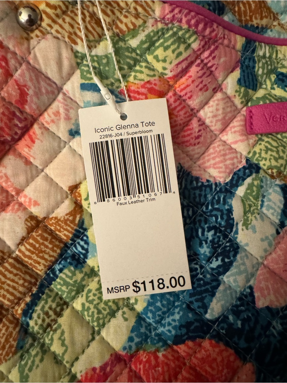 Vera Bradley Quilted Superbloom Glenna Tote - Multicolor NWT - Picture 2 of 13